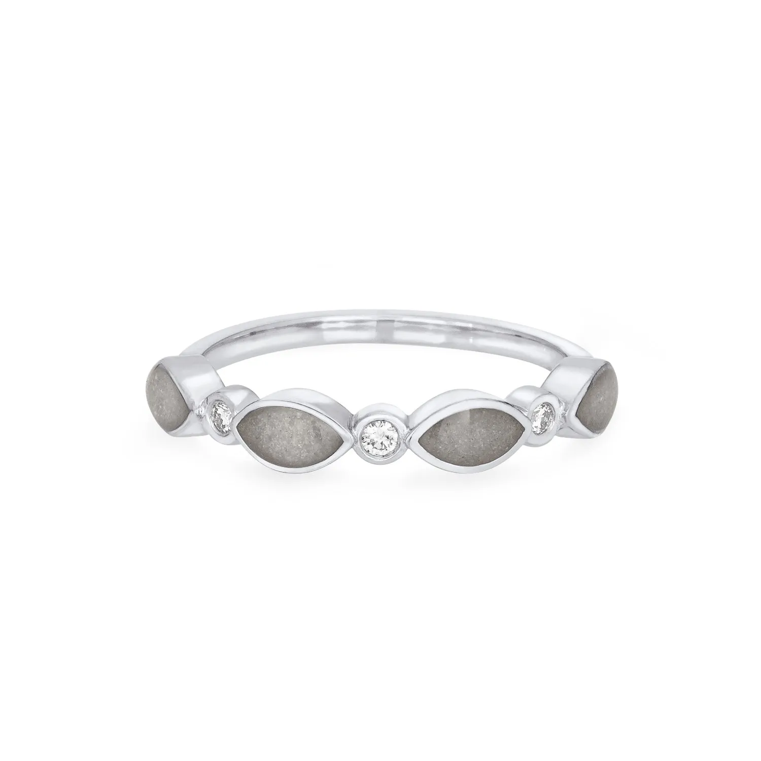 Four Setting Three Diamond Cremation Ring in 14K White Gold