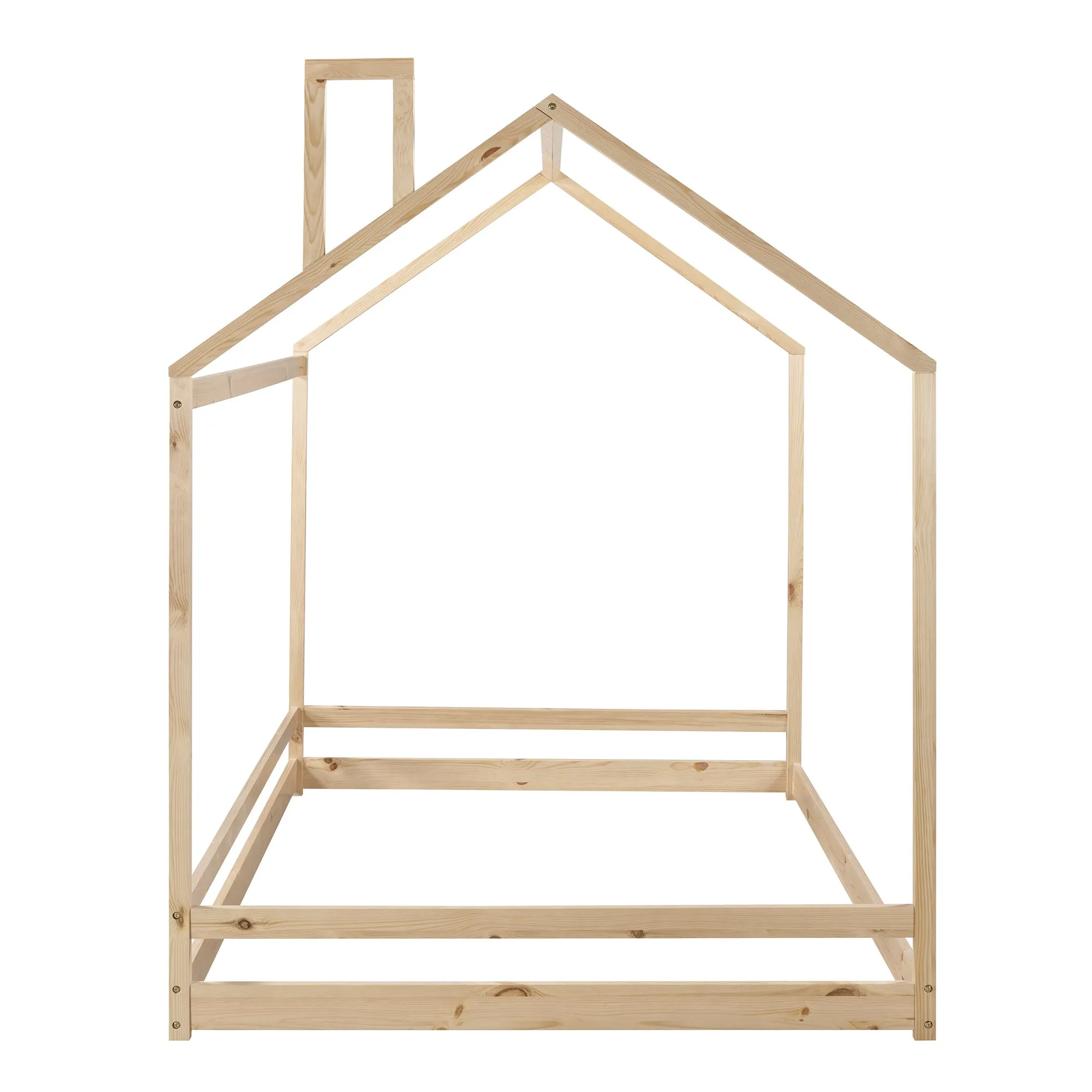 Full Size House Bed Wood Bed, Natural