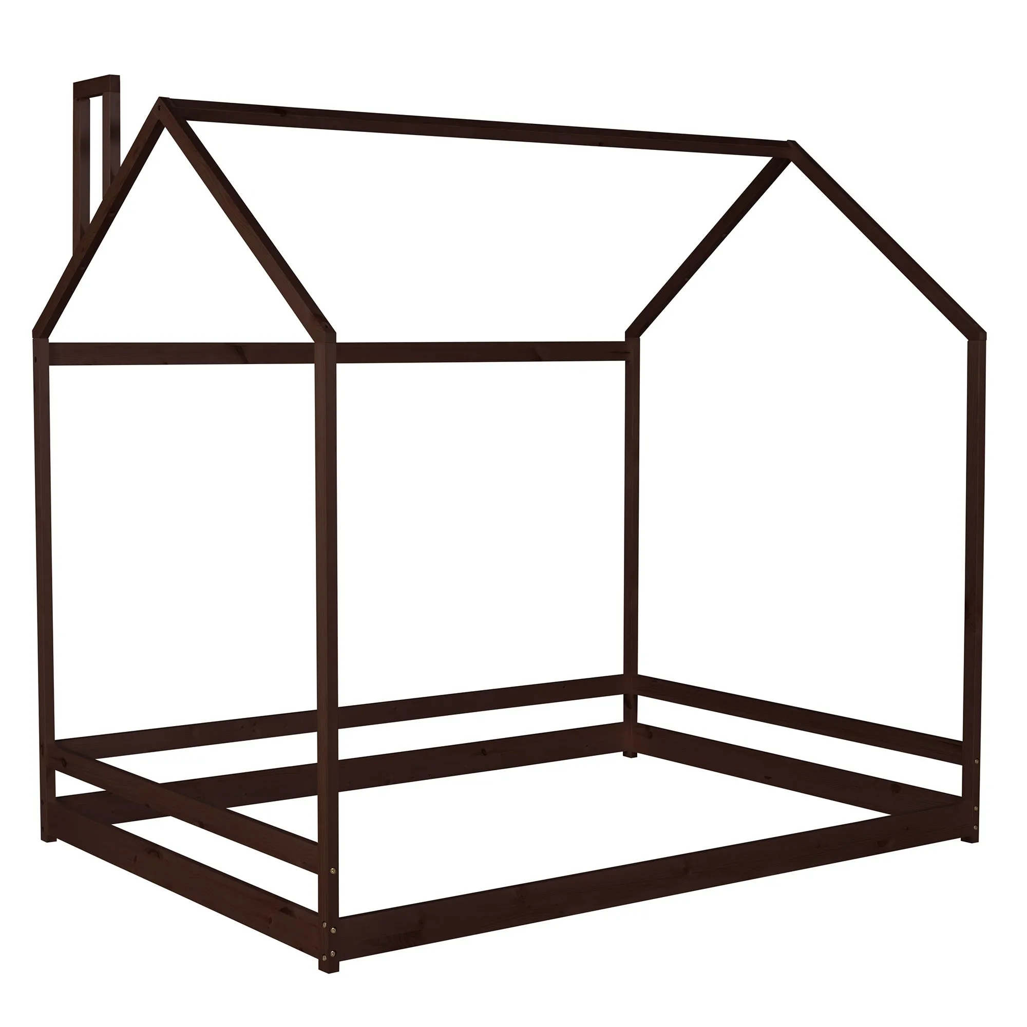 Full Size House Bed Wood Bed, Natural