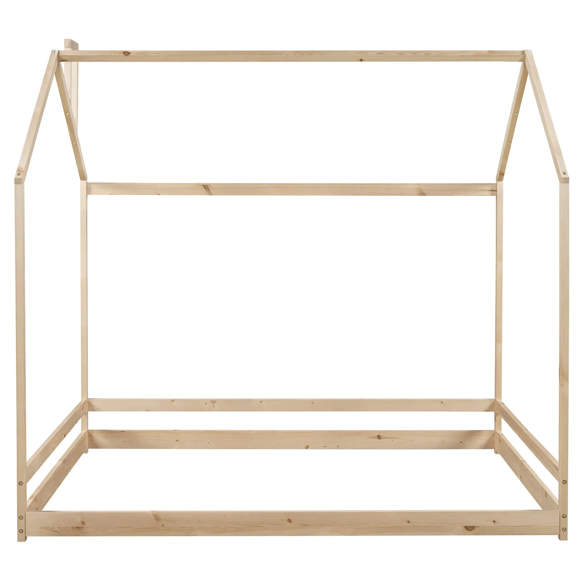 Full Size House Bed Wood Bed, Natural