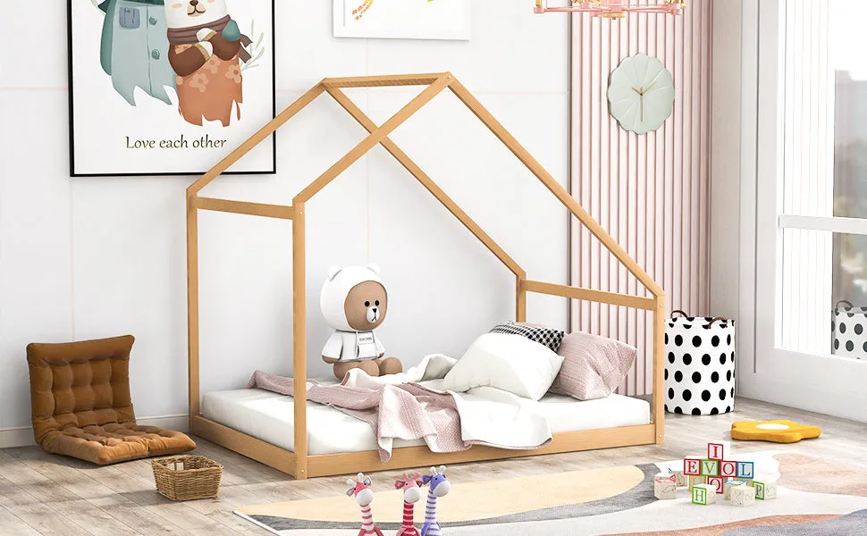 Full Size Wooden House Bed