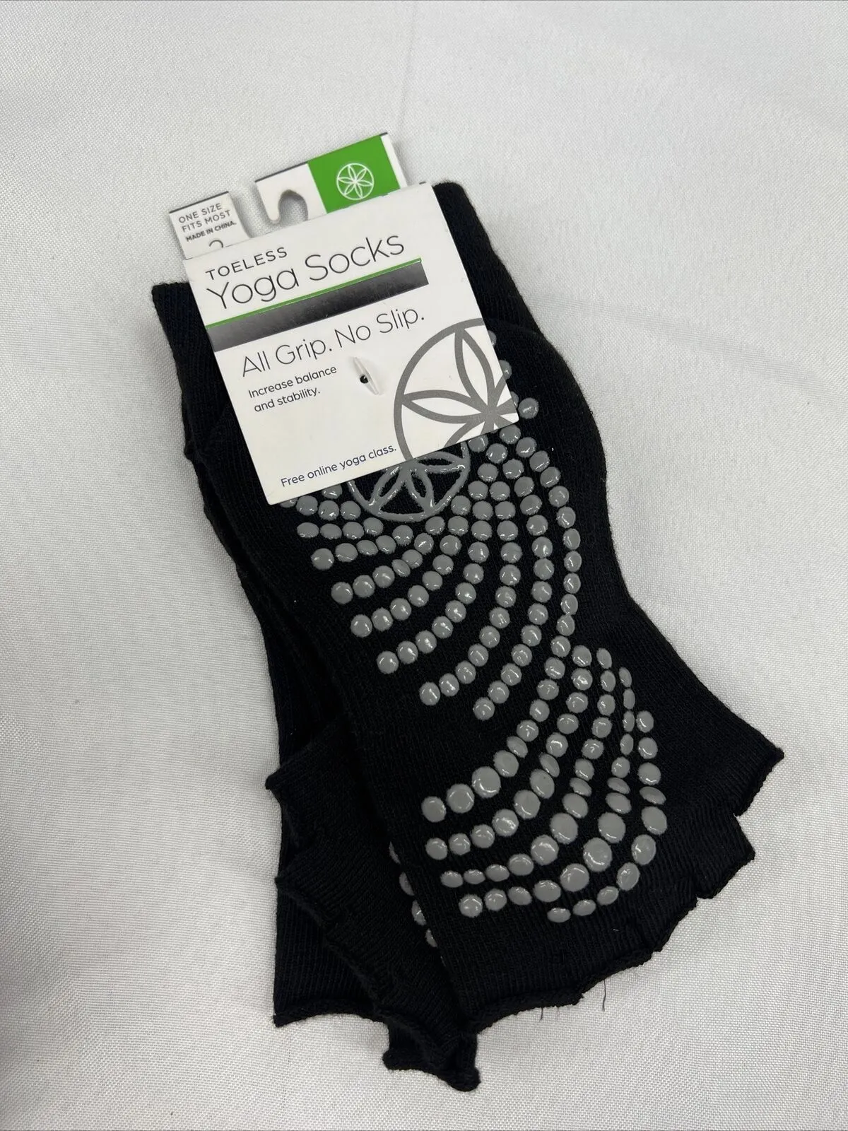 Gaiam Toeless Yoga Socks All Grip No Slip One Size  2 Pack Black COMBINE SHIP!!