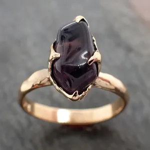 Garnet tumbled red wine 18k Yellow gold Solitaire gemstone ring 2786