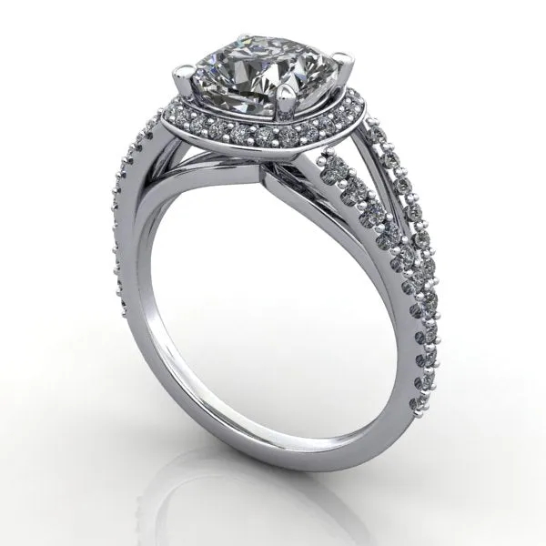 Genevieve Split-Shank Halo Engagement Ring (setting only)