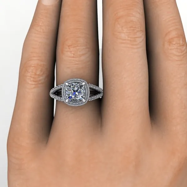 Genevieve Split-Shank Halo Engagement Ring (setting only)