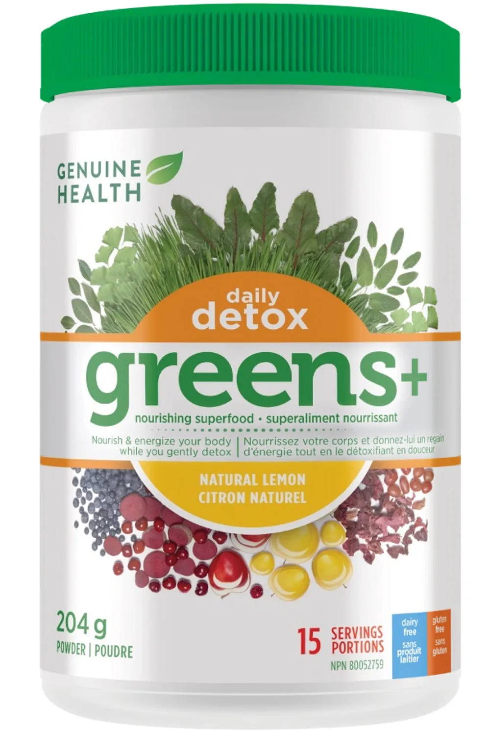 GENUINE HEALTH Greens  Daily Detox (Natural Lemon - 204 g)