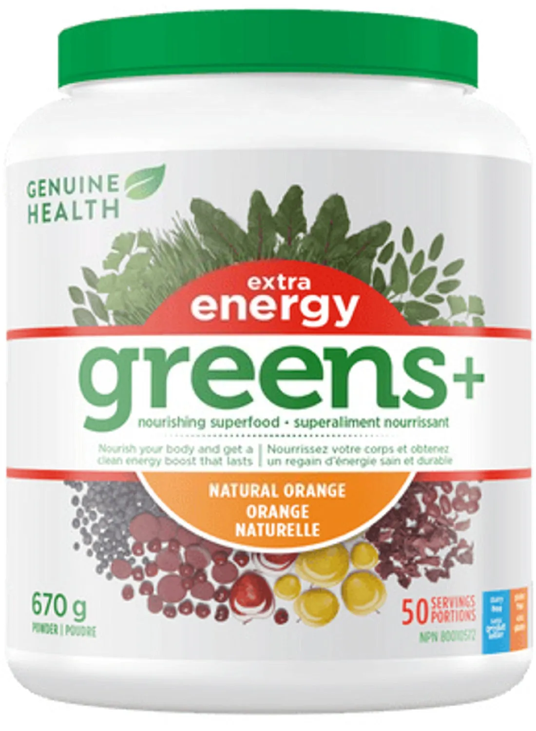 GENUINE HEALTH Greens  Extra Energy (Orange - 50 servings)