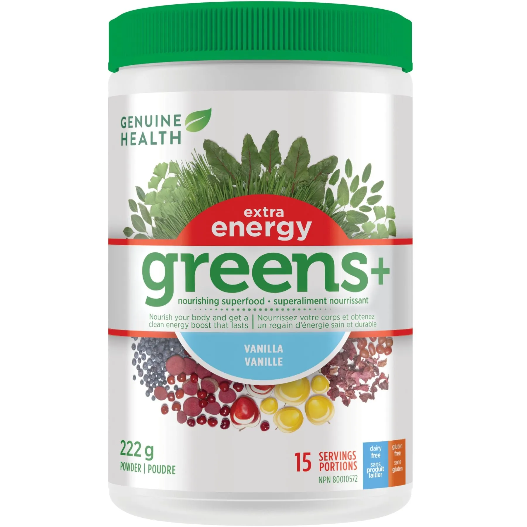 Genuine Health Greens  Extra Energy - Vanilla 222g (15 servings)