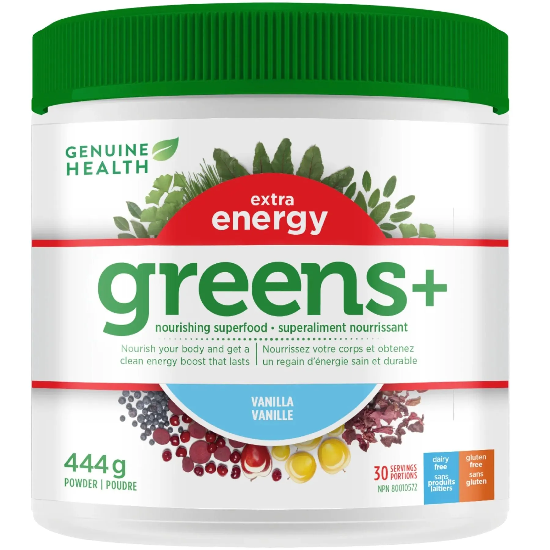 Genuine Health Greens  Extra Energy - Vanilla 444g