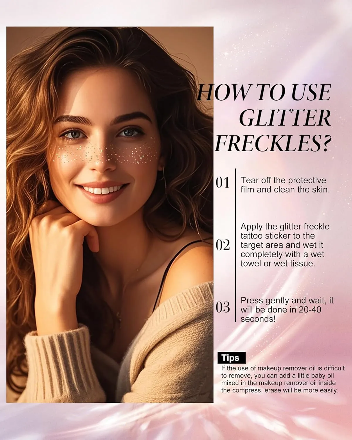 Glitter Freckles, Glitter Freckles Face Tattoo - 10 PCS Gold Sparkle Freckles for Women & Girls | Glow up Makeup Patches | Cosmetic Glitter for Face