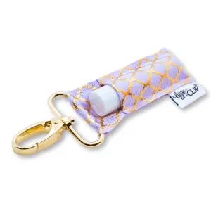 Gold Quatrefoil on Lavender LippyClip® Lip Balm Holder