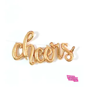 Gold "CHEERS" Script Balloon