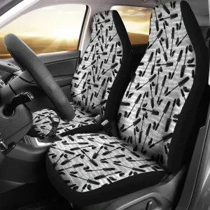Gray White and Black Mascara Makeup Car Seat Covers