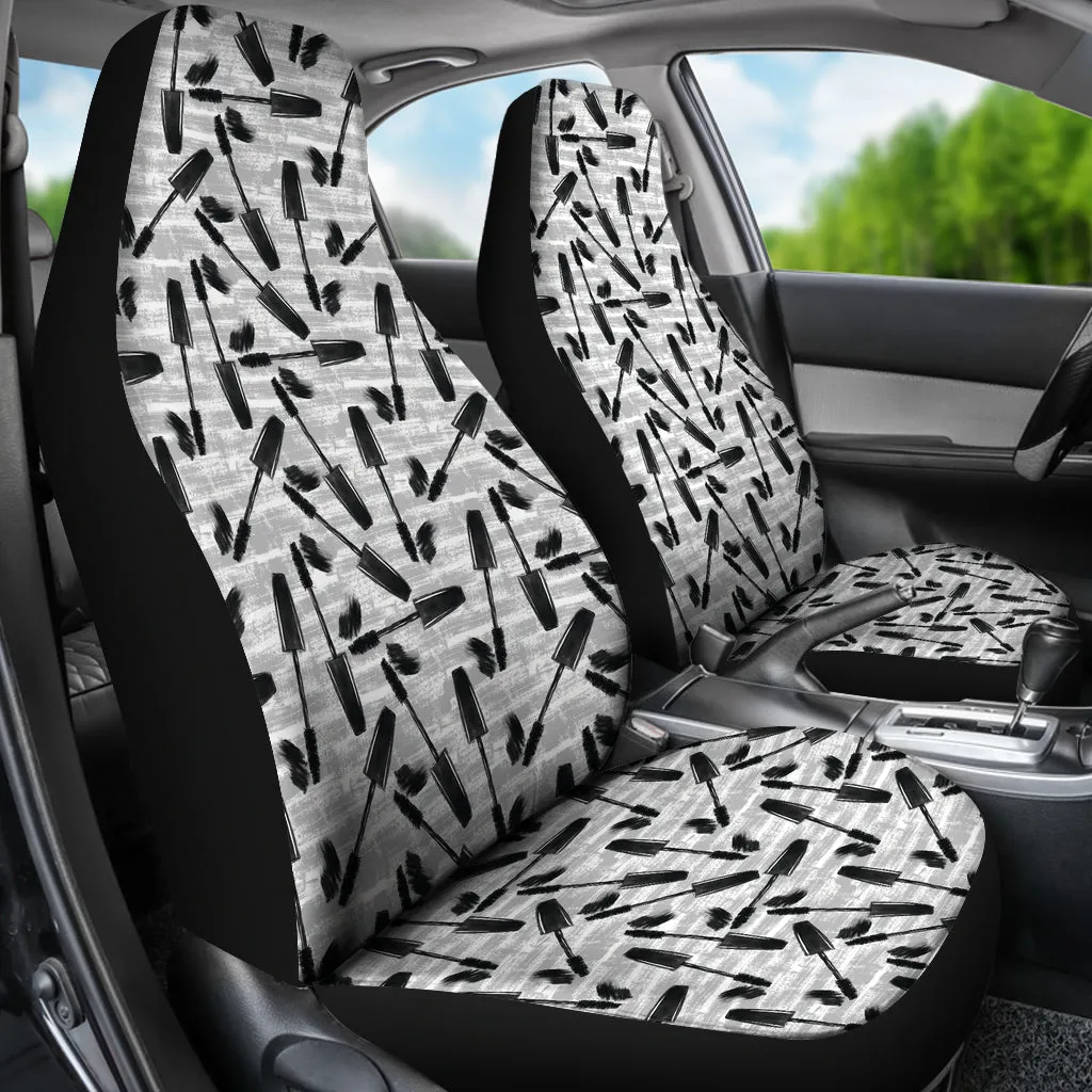 Gray White and Black Mascara Makeup Car Seat Covers