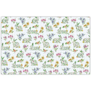 Green Bunny & Spring Floral Paper Placemats