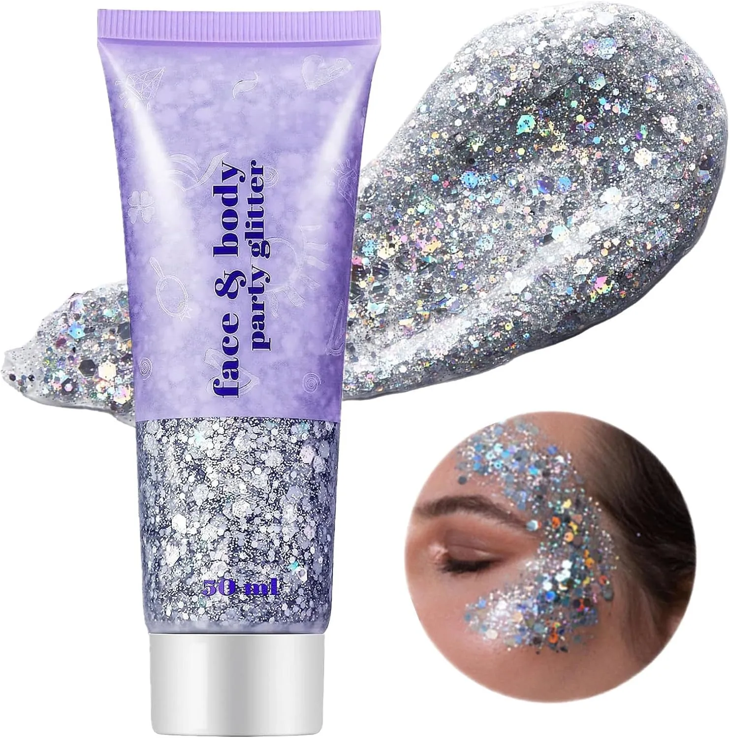Green Face Body Glitter,St Patricks Day Face Glitter Makeup,Green Face Paint Holographic Chunky Sequins Glitters for Eye Lip Hair Nails,Festival Rave Accessories,52G