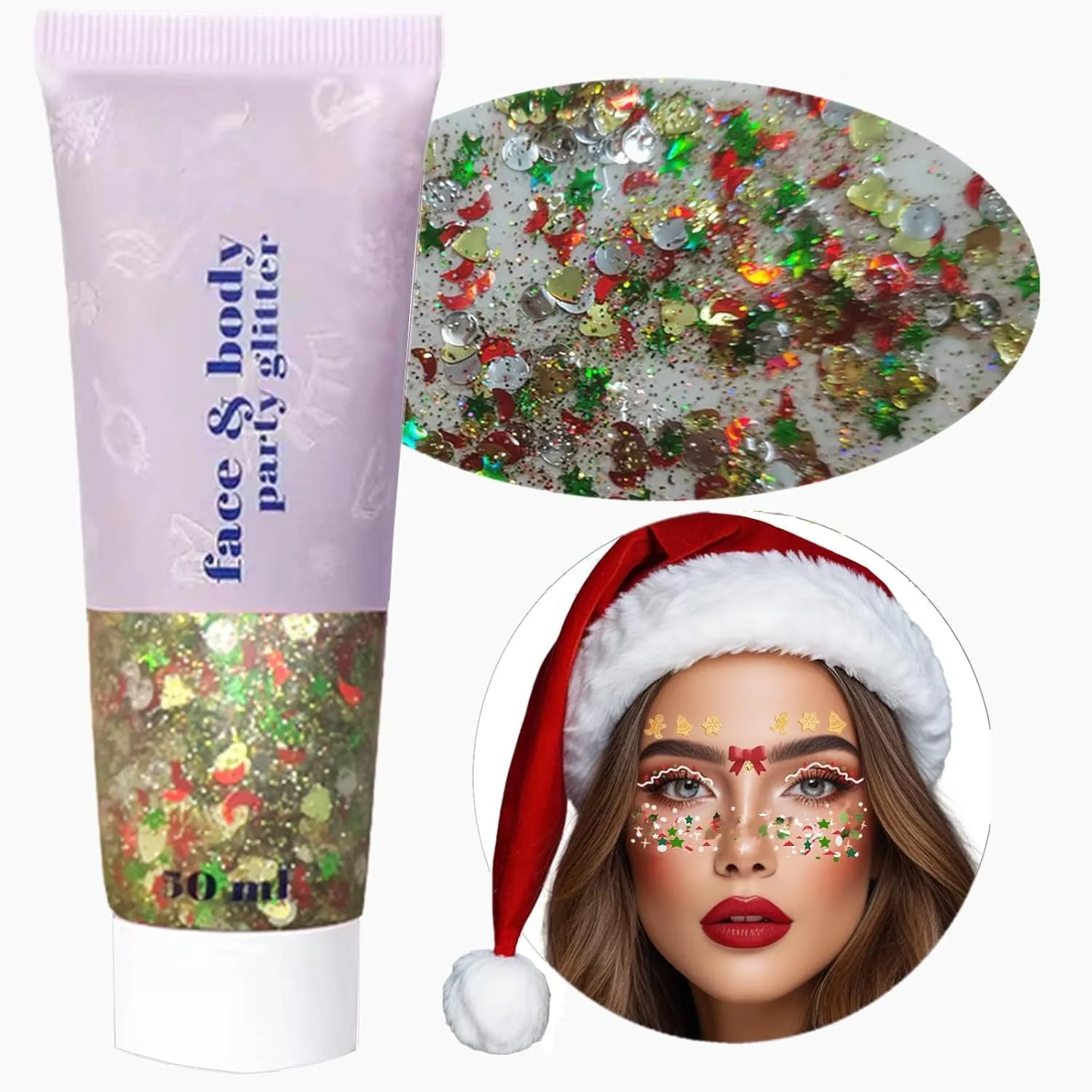 Green Face Body Glitter,St Patricks Day Face Glitter Makeup,Green Face Paint Holographic Chunky Sequins Glitters for Eye Lip Hair Nails,Festival Rave Accessories,52G