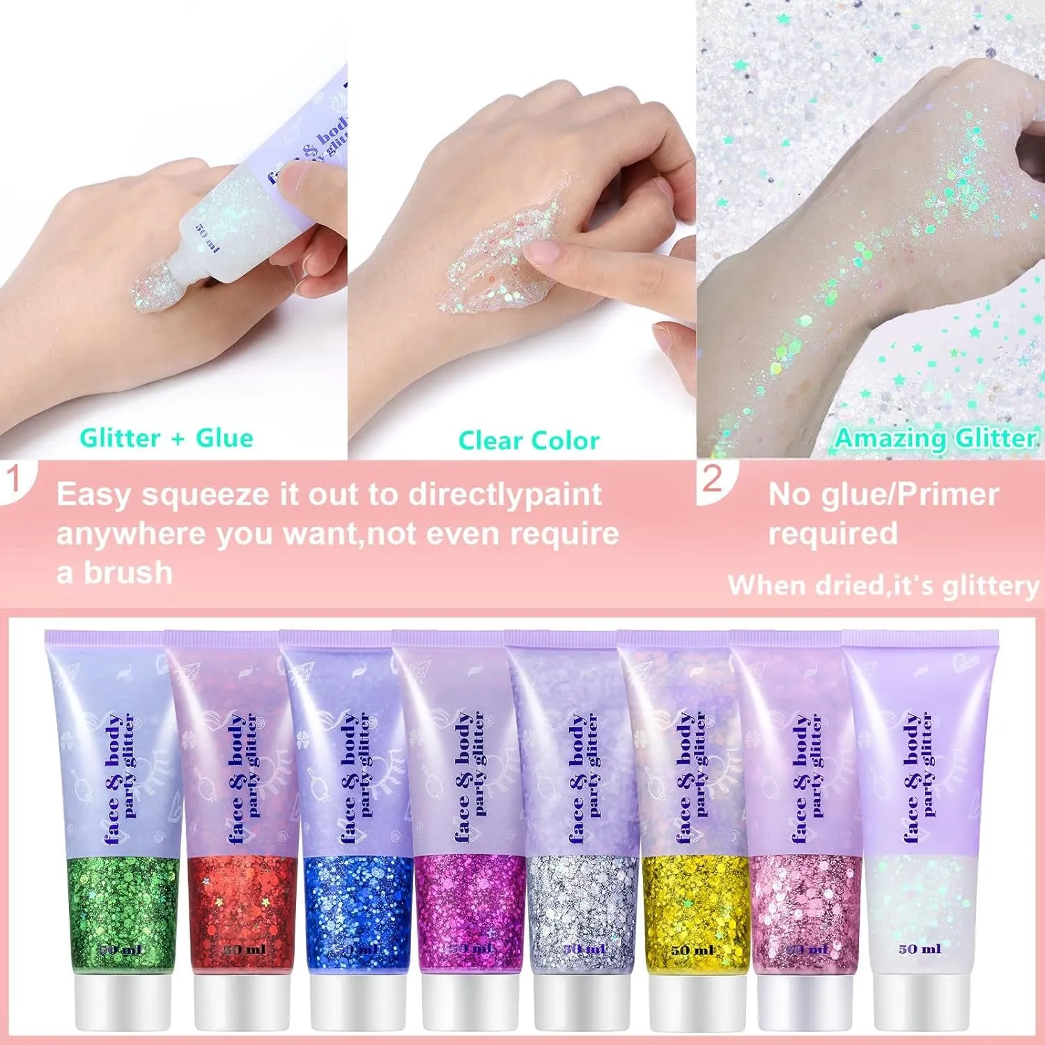 Green Face Body Glitter,St Patricks Day Face Glitter Makeup,Green Face Paint Holographic Chunky Sequins Glitters for Eye Lip Hair Nails,Festival Rave Accessories,52G