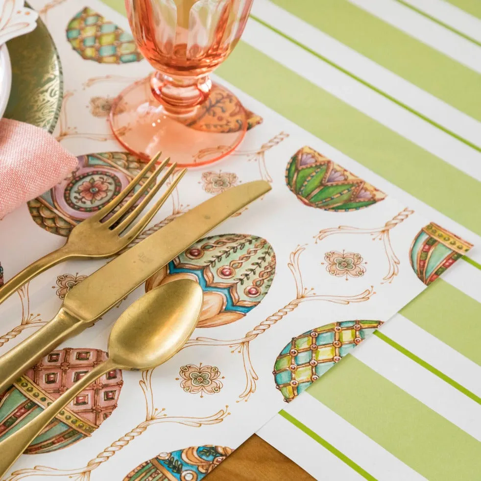 Green Stripe Paper Table Runner