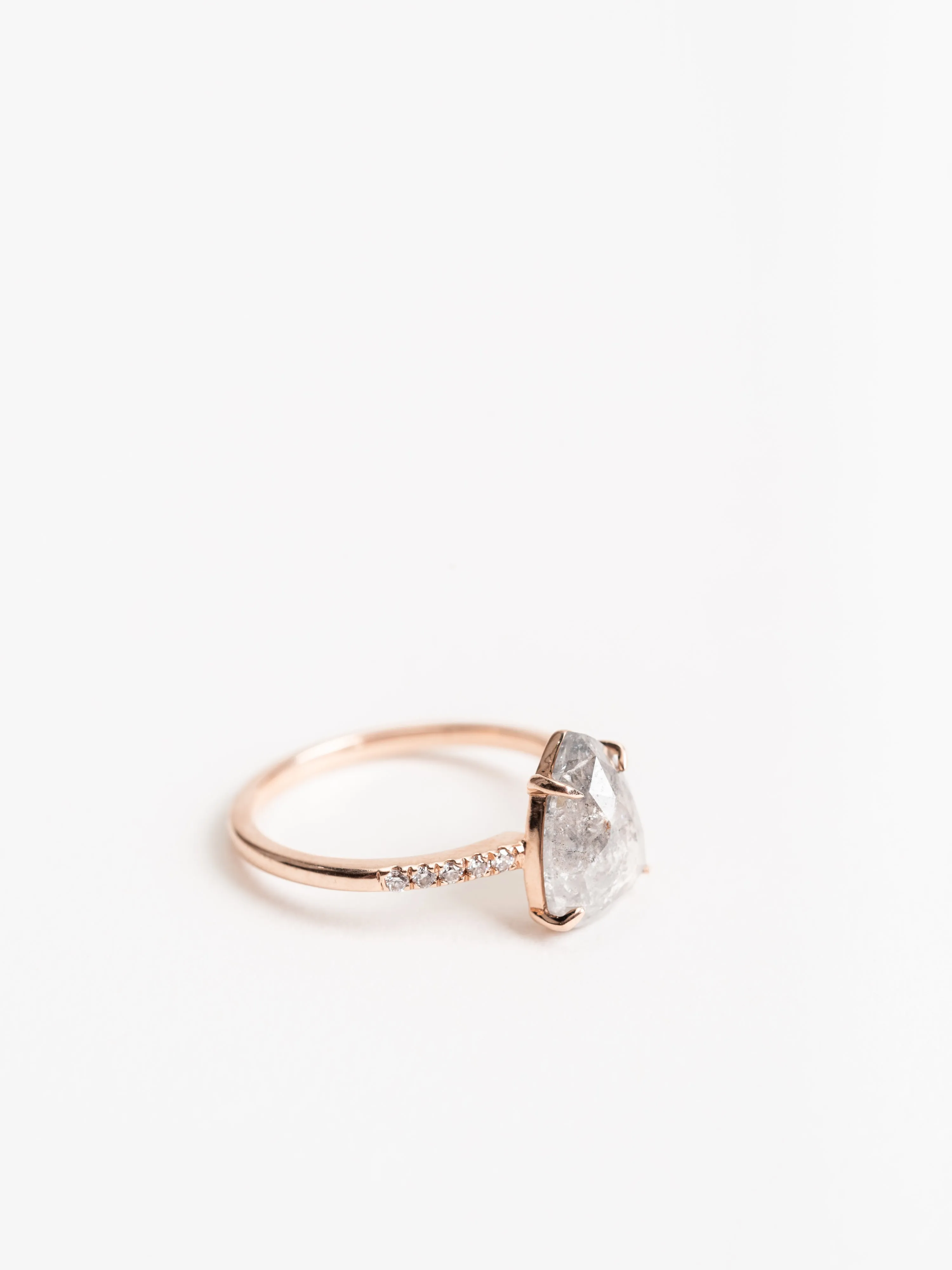 grey pear diamond ring with jules setting