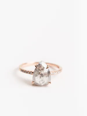 grey pear diamond ring with jules setting
