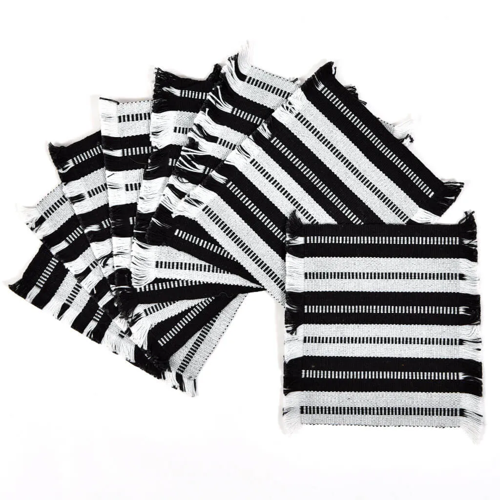 Guatemala Hand Woven Celebration Coasters | Black & White