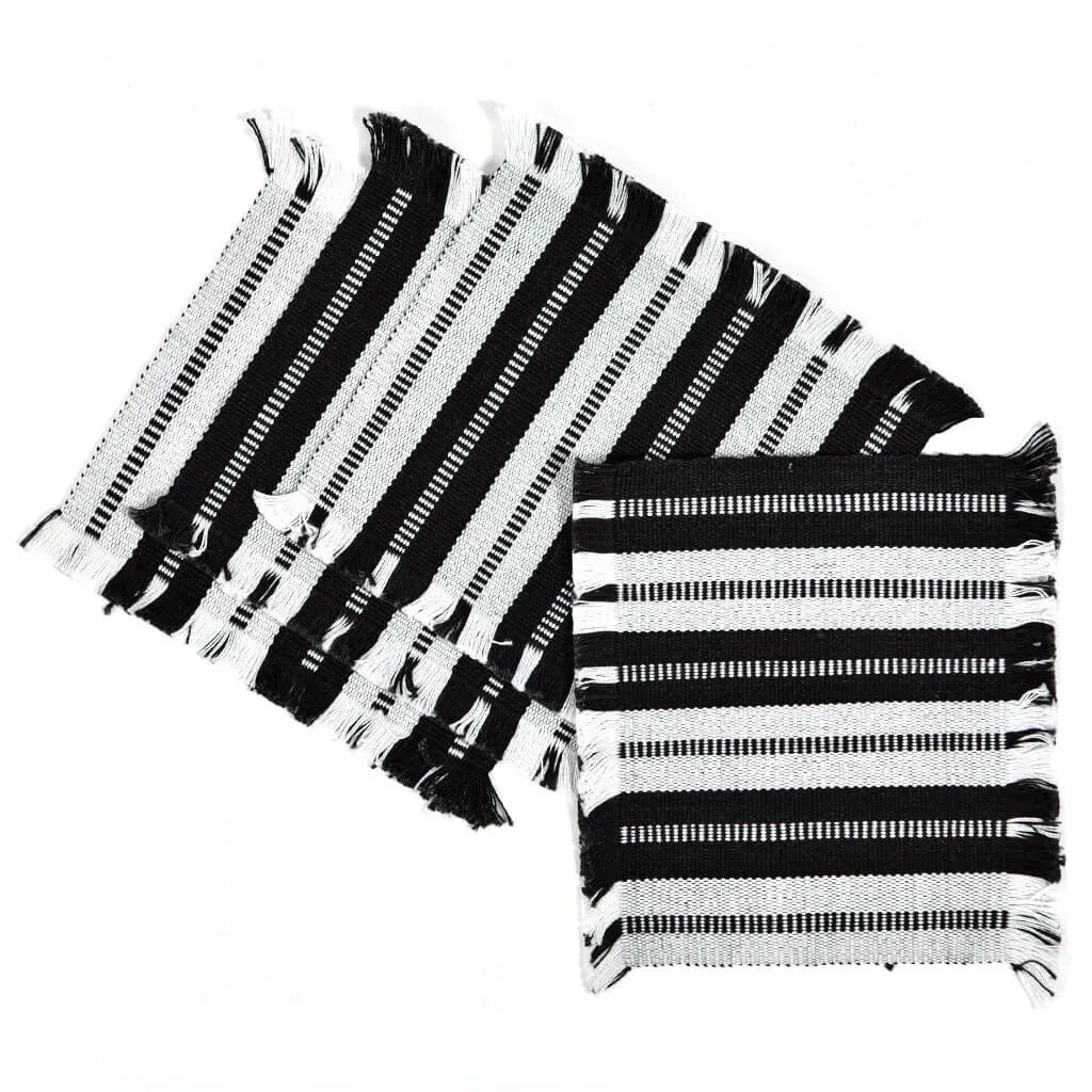 Guatemala Hand Woven Celebration Coasters | Black & White