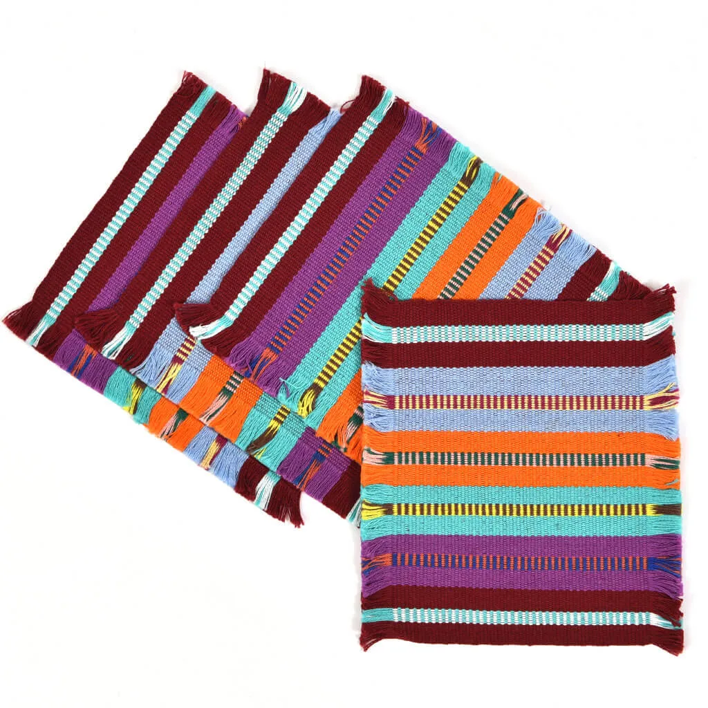 Guatemala Hand Woven Celebration Coasters | Burgundy Jewels