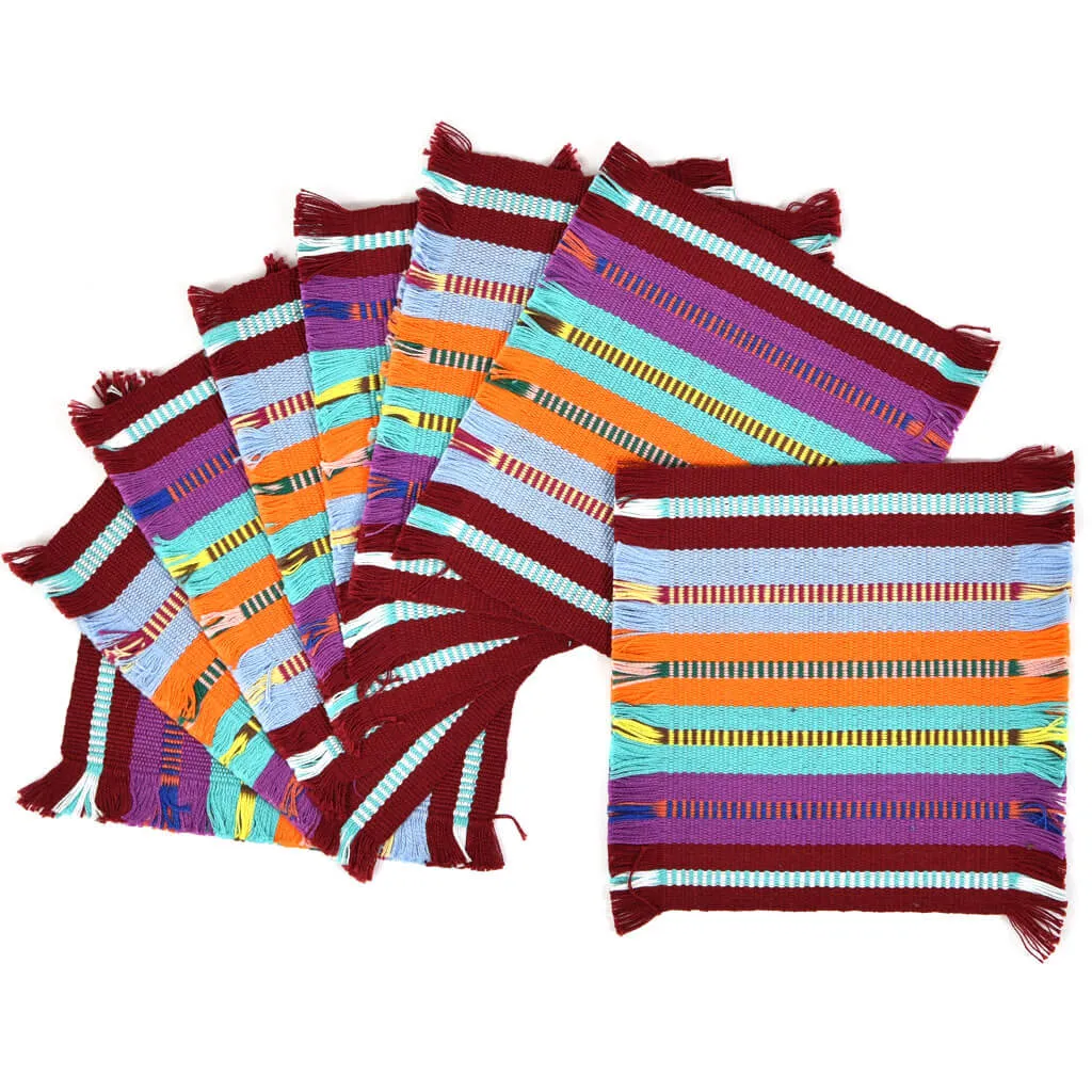 Guatemala Hand Woven Celebration Coasters | Burgundy Jewels
