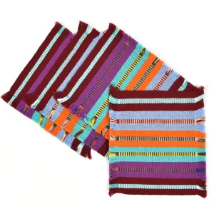Guatemala Hand Woven Celebration Coasters | Burgundy Jewels