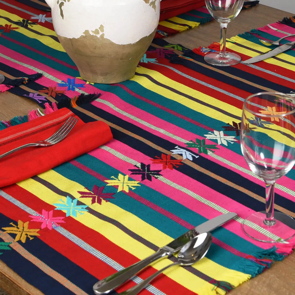 Guatemala Hand Woven Celebration Table Runner | Nautical Flags