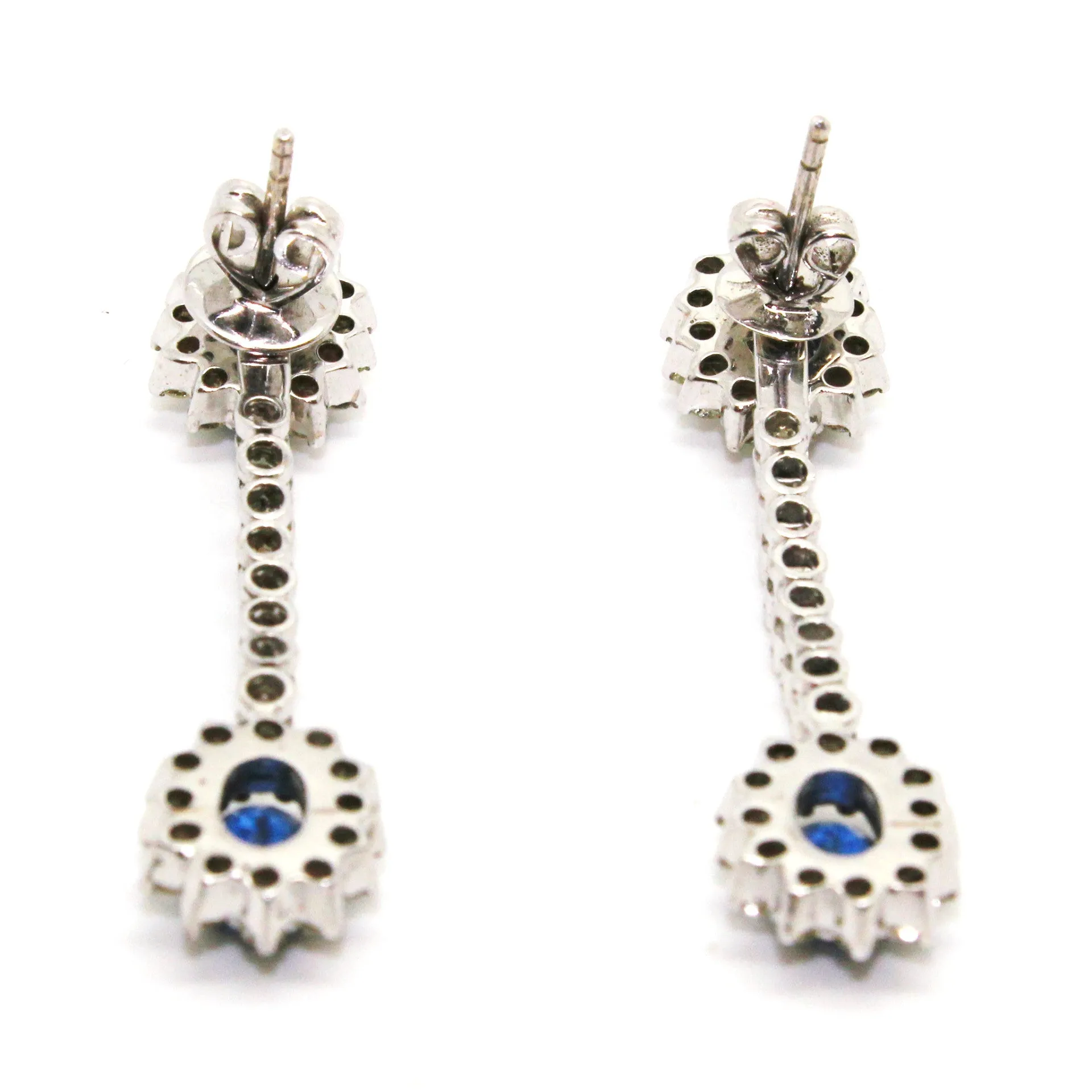 Halo Blue Sapphire And Diamond Dangle Earring Ad No. 0793