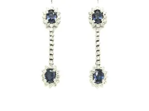 Halo Blue Sapphire And Diamond Dangle Earring Ad No. 0793