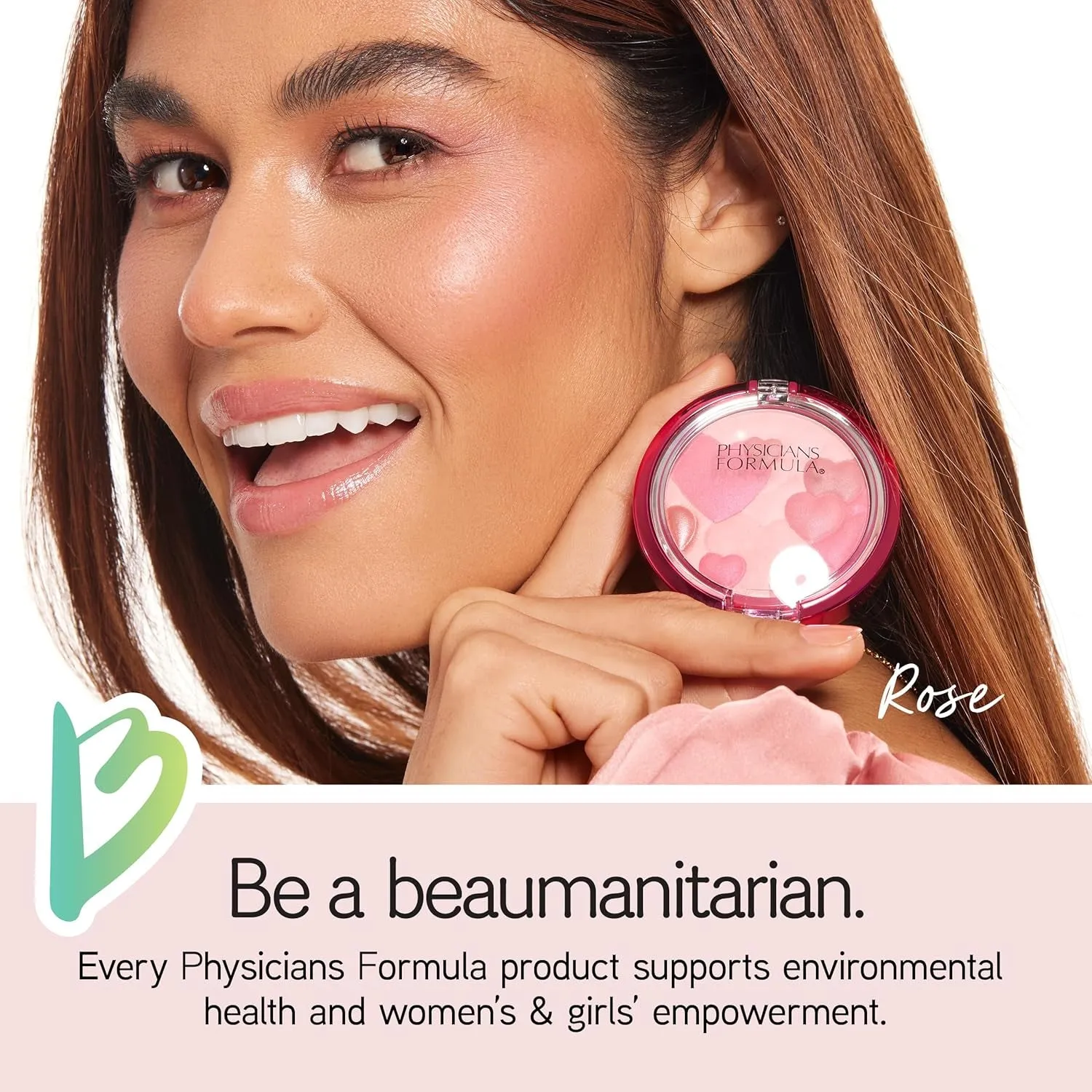 Happy Heart Glow & Mood Boosting Blush, Natural, Dermatologist Tested - Rose