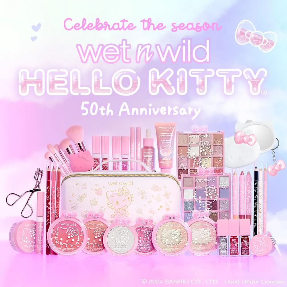 Hello Kitty 5-Piece Makeup Brush Set, Buildable & Blendable Multifunctional Seamless Application, Cruelty-Free & Vegan Feathery Soft Bristles
