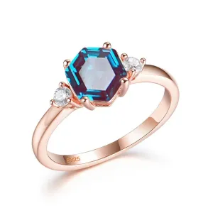 Hexagon Lab Grown Alexandrite Gemstone Ring