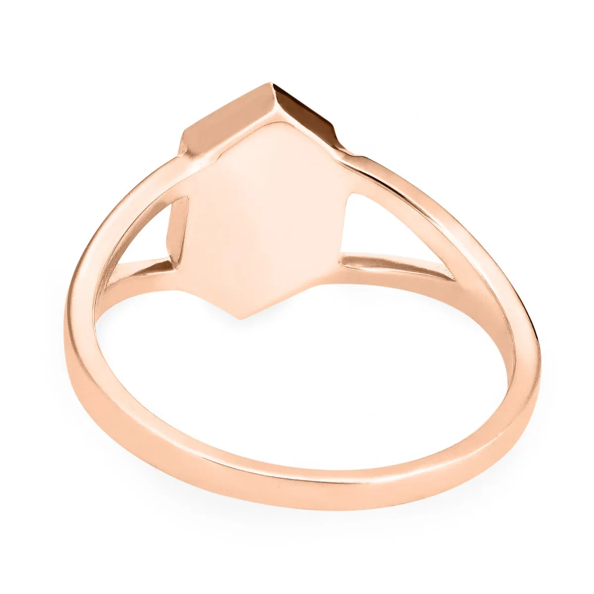 Hexagon Split Shank Cremation Ring in 14K Rose Gold
