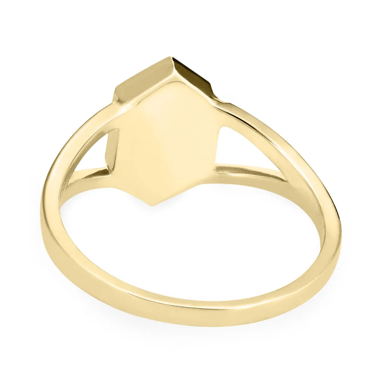 Hexagon Split Shank Cremation Ring in 14K Yellow Gold