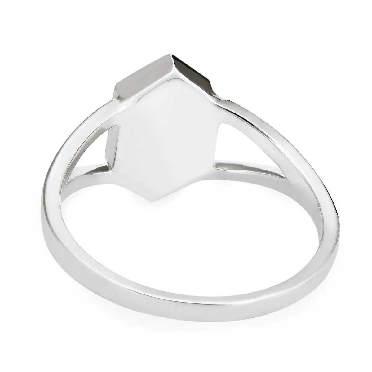 Hexagon Split Shank Cremation Ring in Sterling Silver