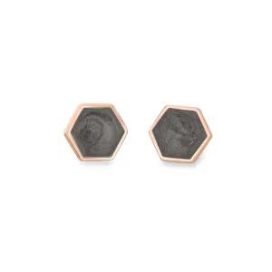 Hexagon Stud Cremation Earrings in 14K Rose Gold