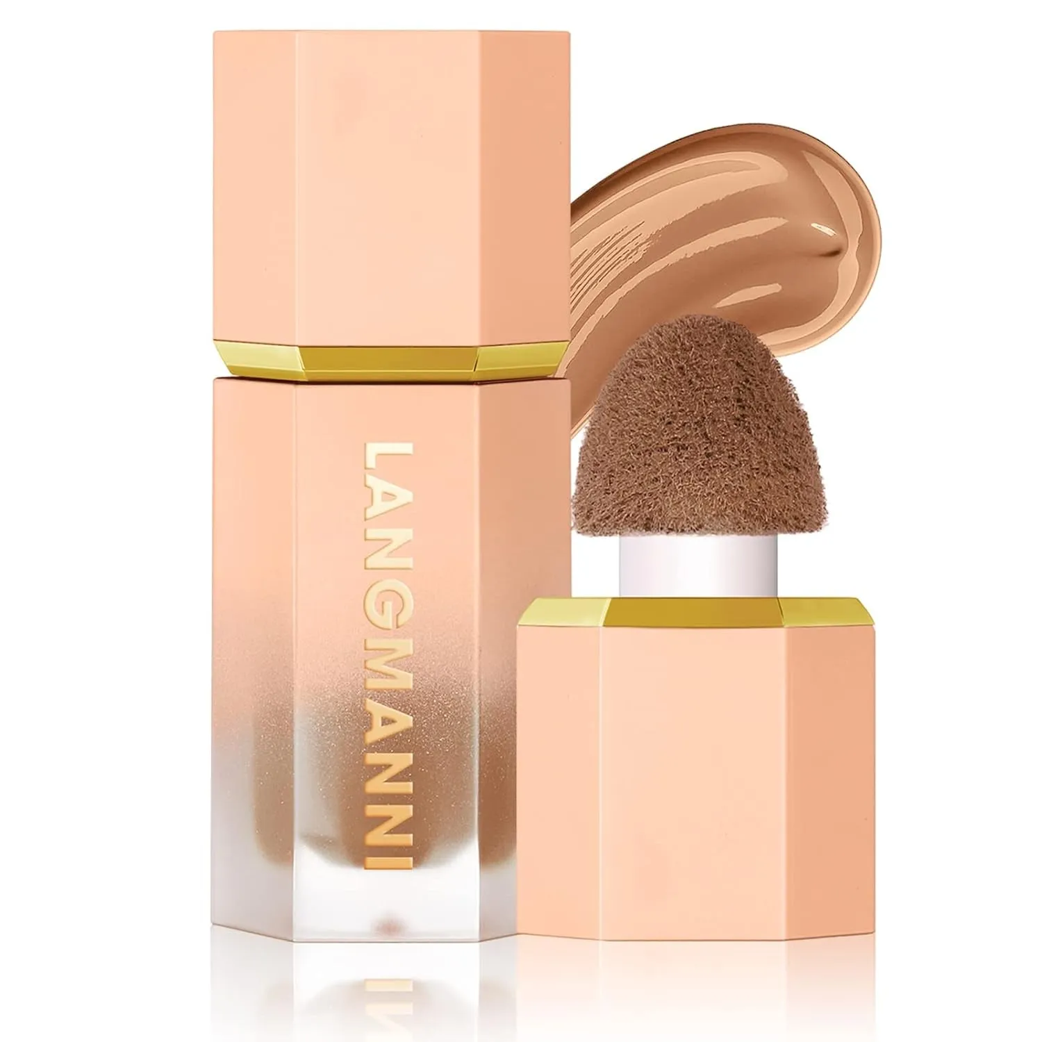 Highly Pigmented Liquid Contour - Built-In Sponge Tip Sculpted Complexion Wand Contour Long Lasting Natural Buildable Highlighters Contour Contouring Bronzer (Contour Blush Highlighter)