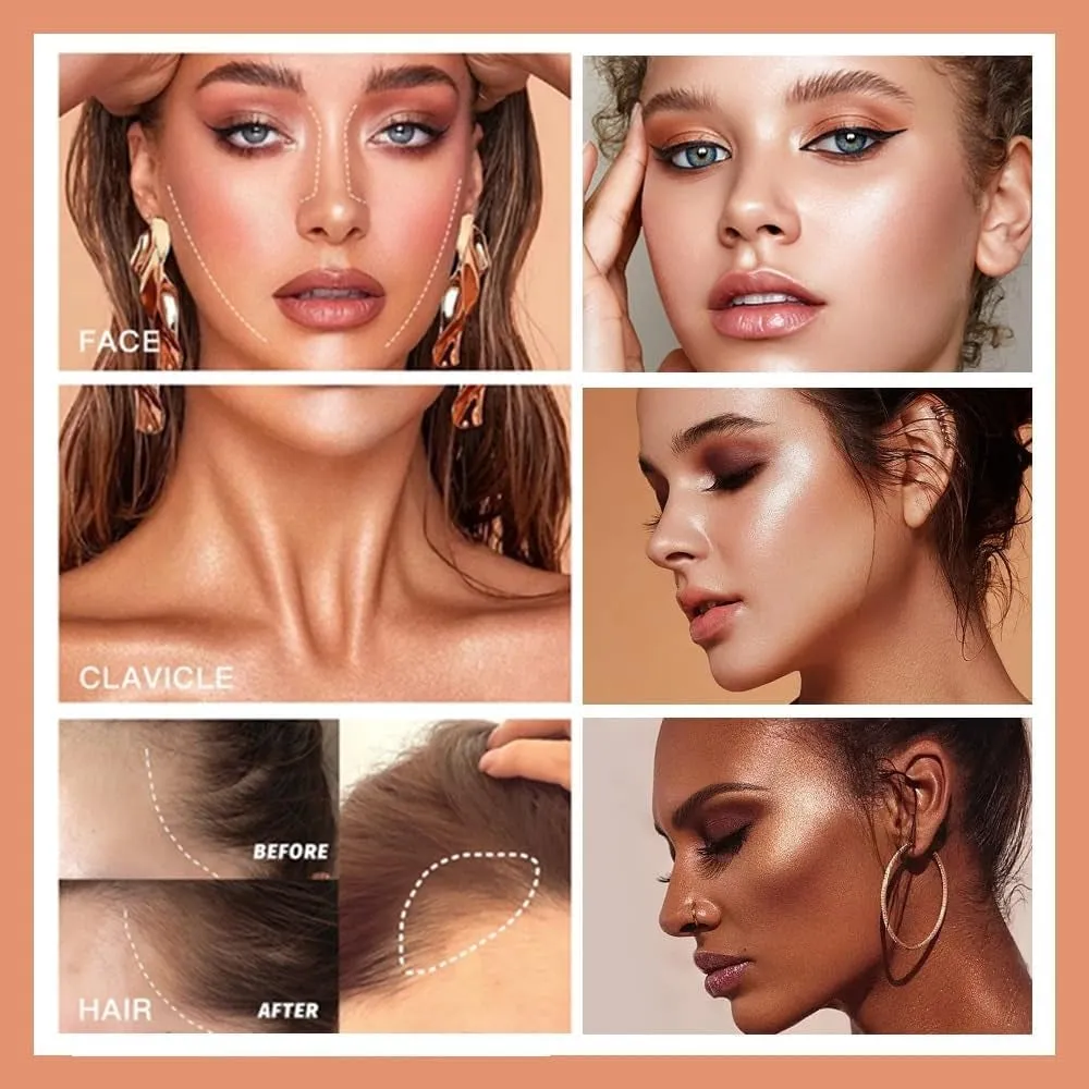 Highly Pigmented Liquid Contour - Built-In Sponge Tip Sculpted Complexion Wand Contour Long Lasting Natural Buildable Highlighters Contour Contouring Bronzer (Contour Blush Highlighter)