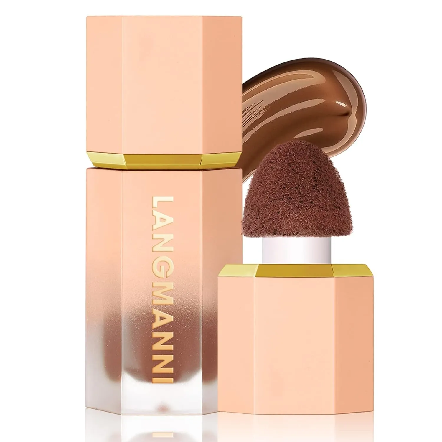 Highly Pigmented Liquid Contour - Built-In Sponge Tip Sculpted Complexion Wand Contour Long Lasting Natural Buildable Highlighters Contour Contouring Bronzer (Contour Blush Highlighter)