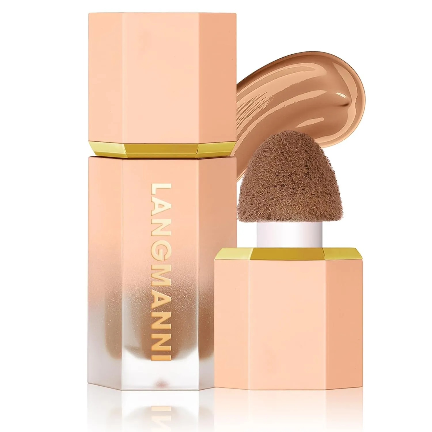 Highly Pigmented Liquid Contour - Built-In Sponge Tip Sculpted Complexion Wand Contour Long Lasting Natural Buildable Highlighters Contour Contouring Bronzer (Contour Blush Highlighter)