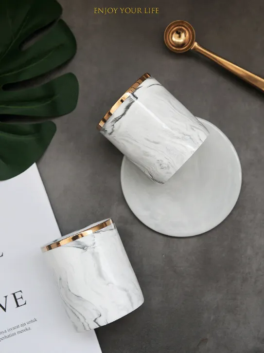 Homlly Marbi Ceramic Gold Rim Mug Holder
