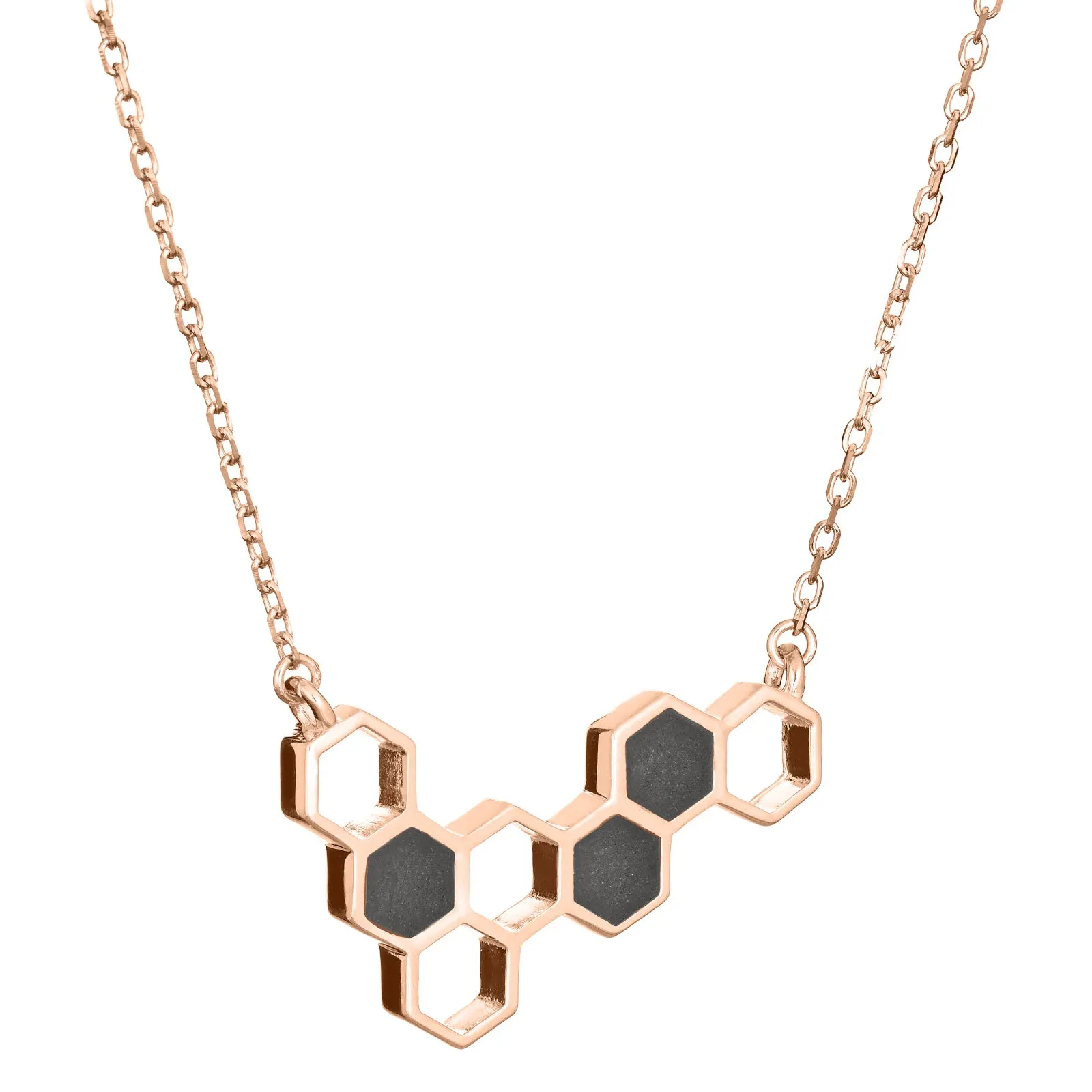 Honeycomb Cremation Necklace in 14K Rose Gold
