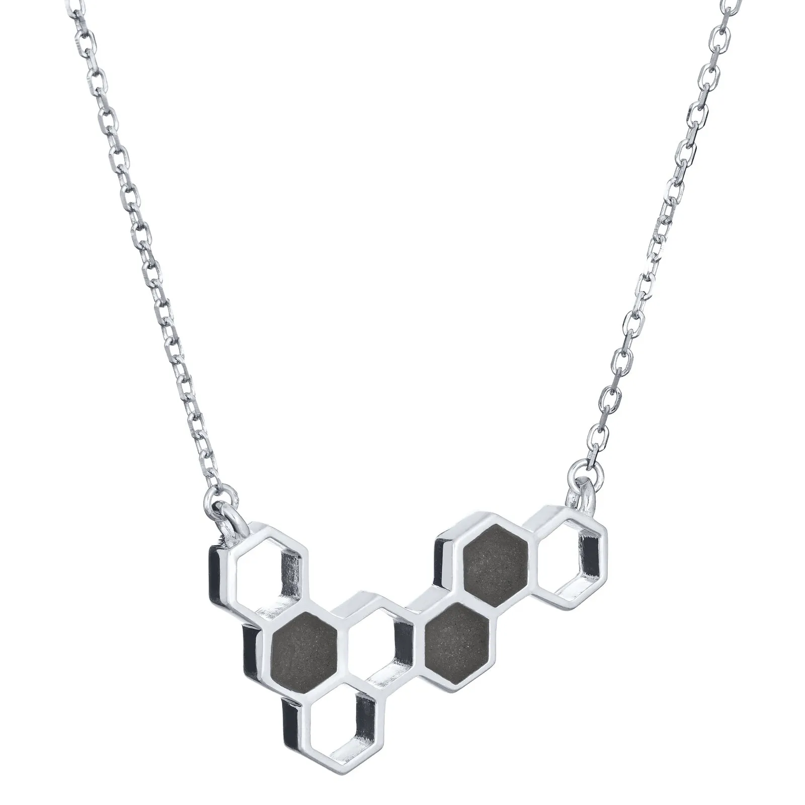 Honeycomb Cremation Necklace in 14K White Gold