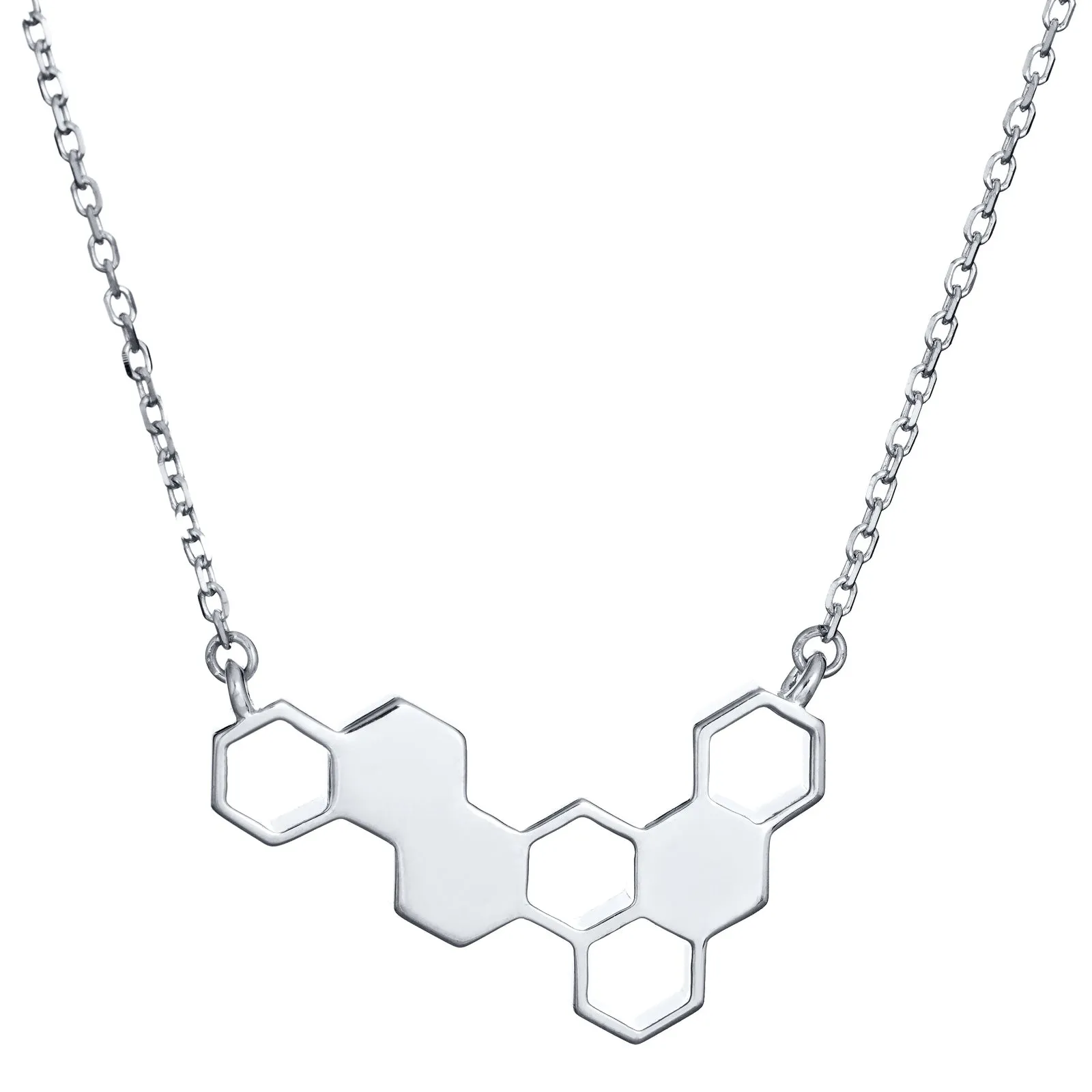 Honeycomb Cremation Necklace in 14K White Gold