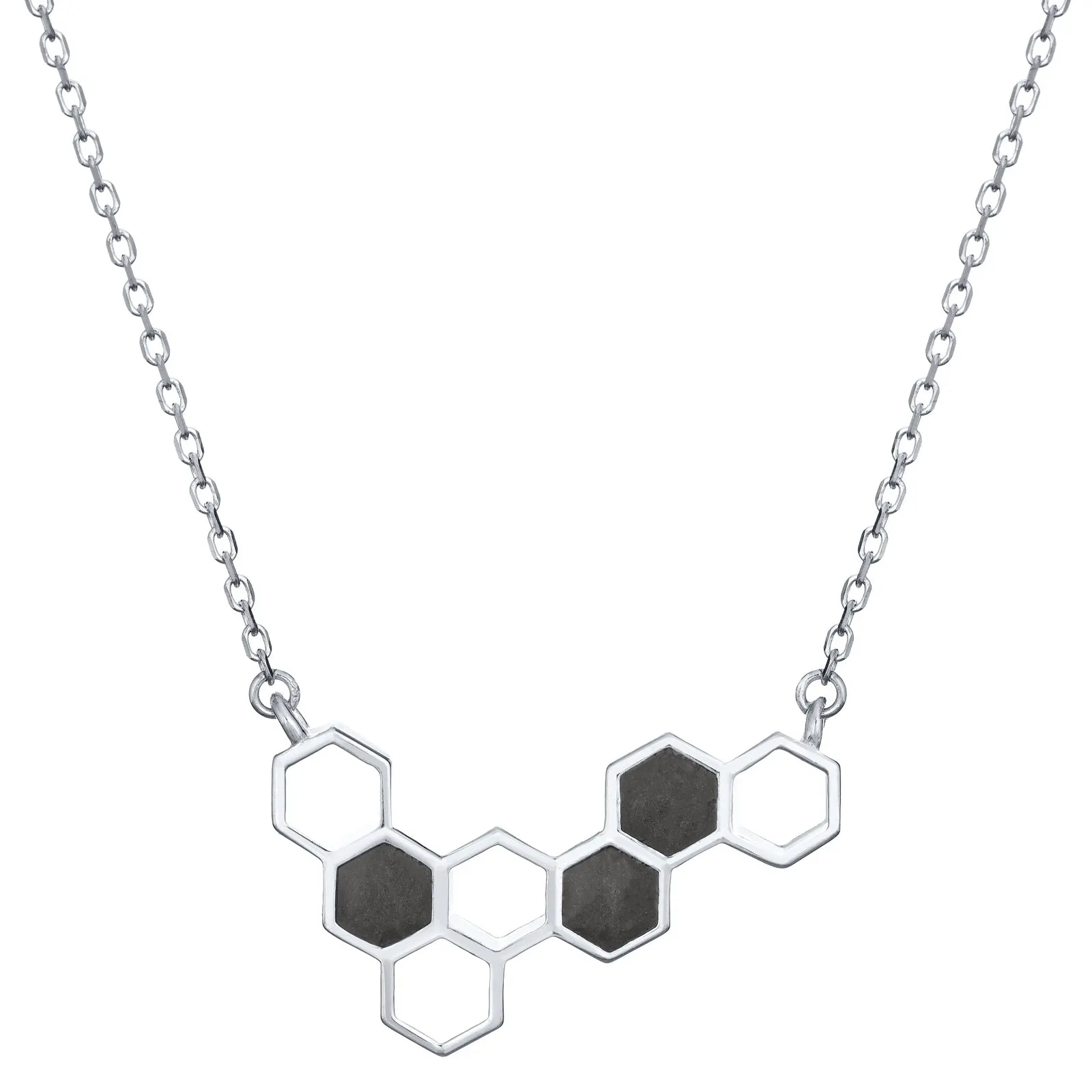 Honeycomb Cremation Necklace in 14K White Gold