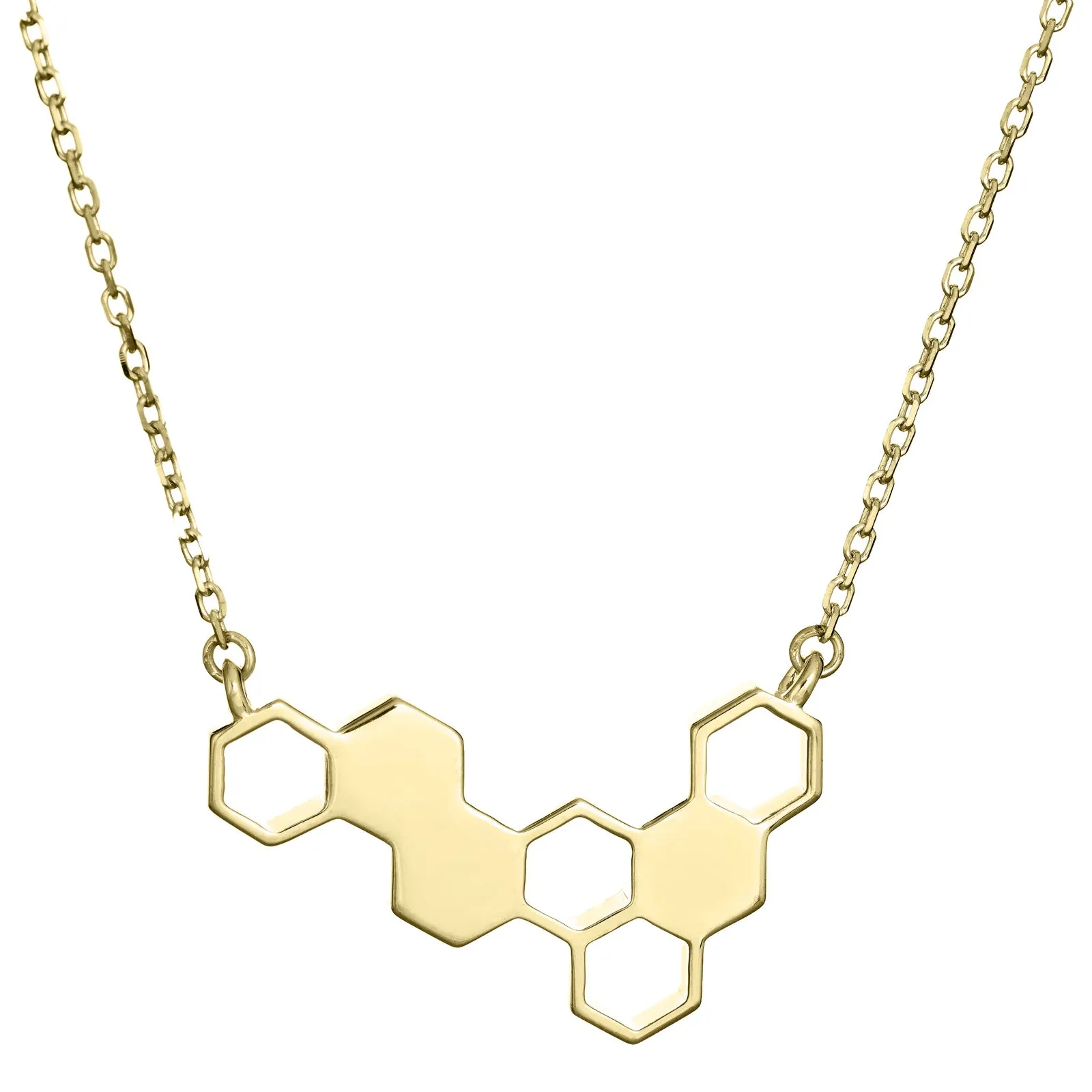 Honeycomb Cremation Necklace in 14K Yellow Gold